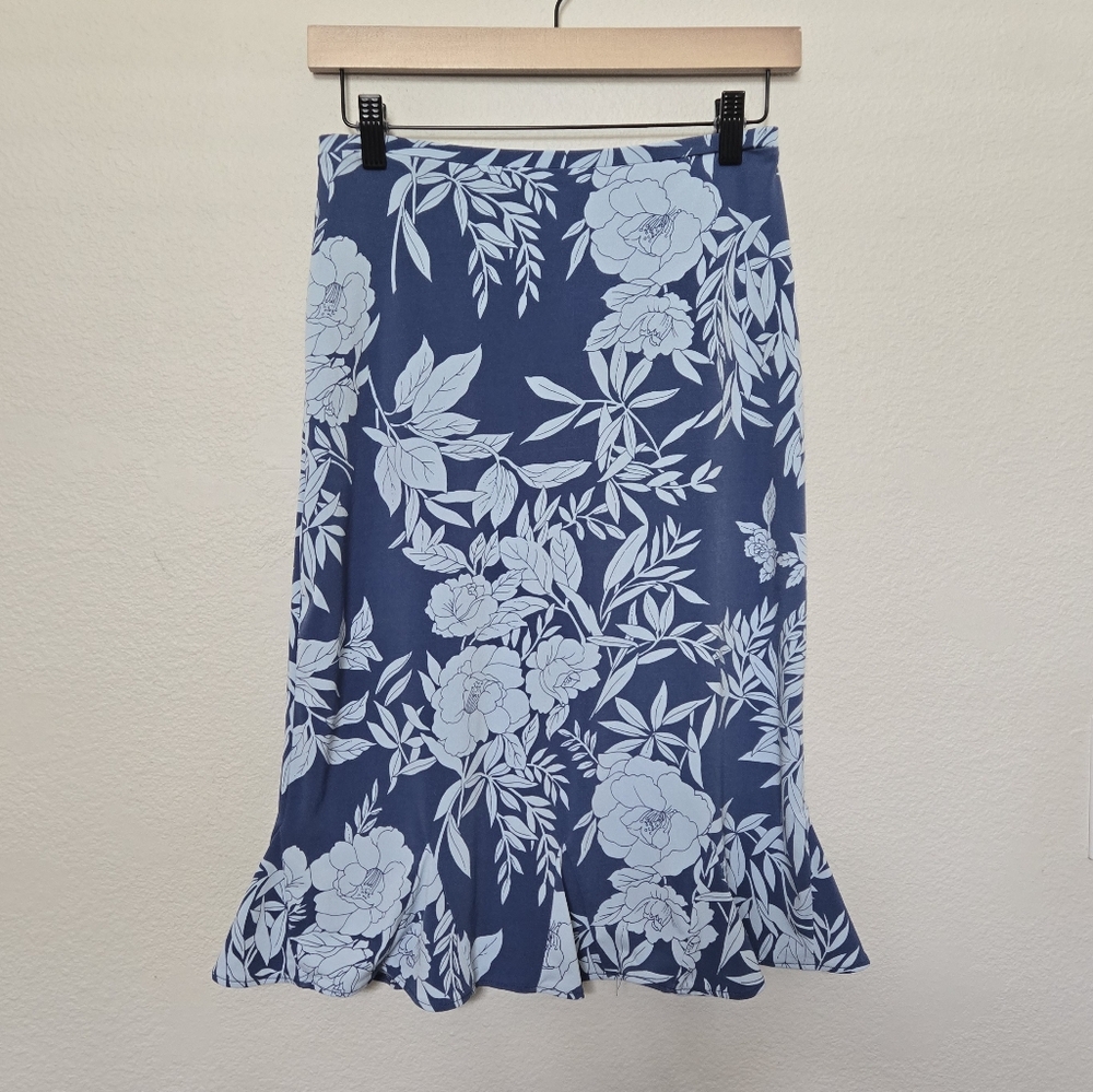 Vintage Y2K Old Navy Blue Floral Mermaid Slip Skirt size XS